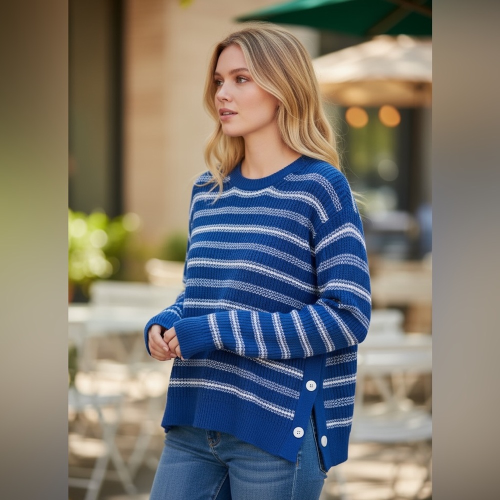 Cabi New NWT Popular Pullover #6165 blue white stripe Size XL BLUE STRIPE
